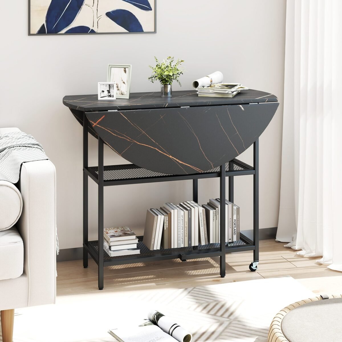 Sulankstomas valgomojo stalas (Juoda)