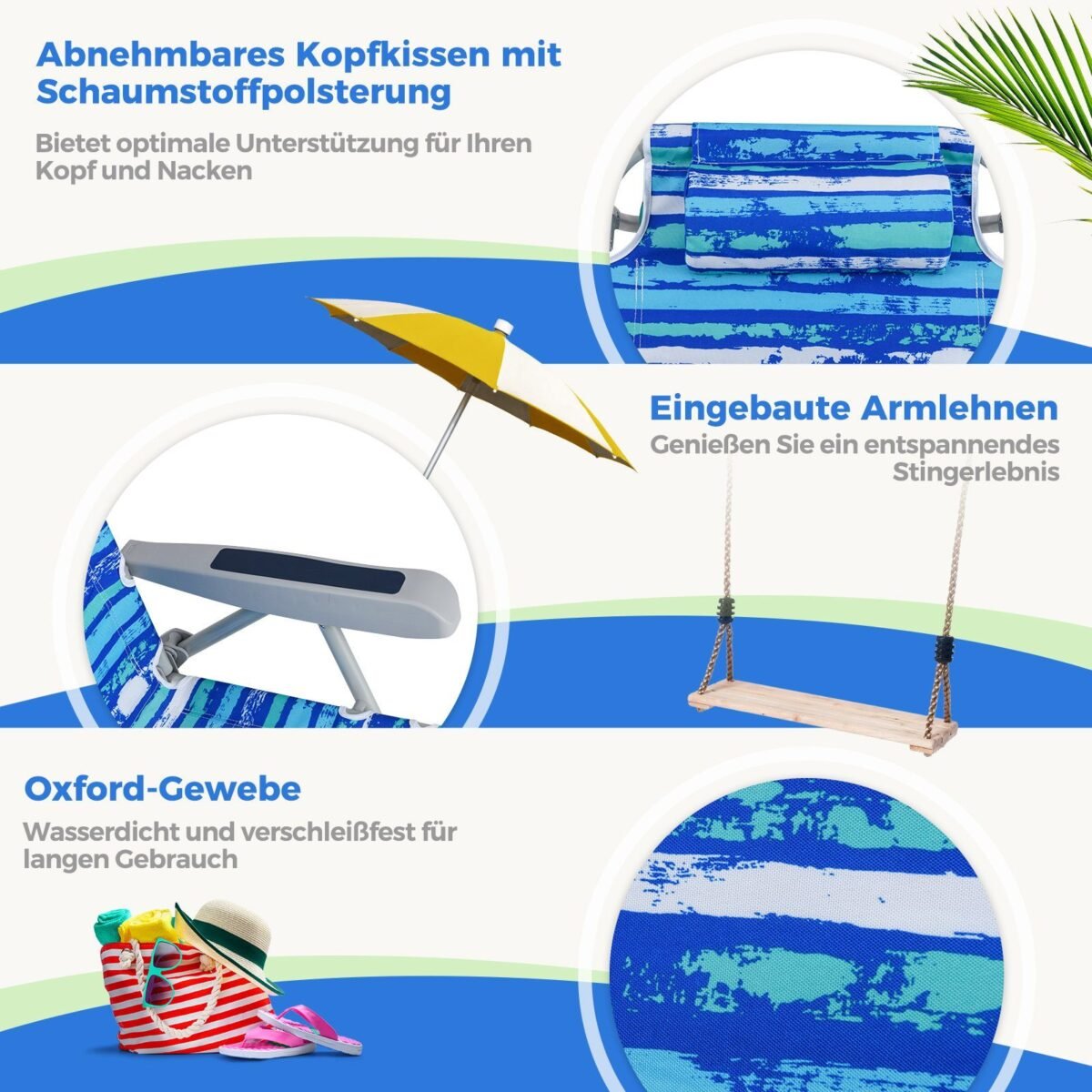 Sulankstoma kempingo kėdė su reguliuojamu atlošu (Mėlynai žalia)