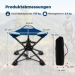 Sulankstomas kempingo taburetė su 360° besisukančiu pagrindu (Mėlyna)