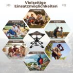 Sulankstoma kempingo taburetė su 360° besisukančia sėdyne ir nešimo taše (Maskuojančioji)