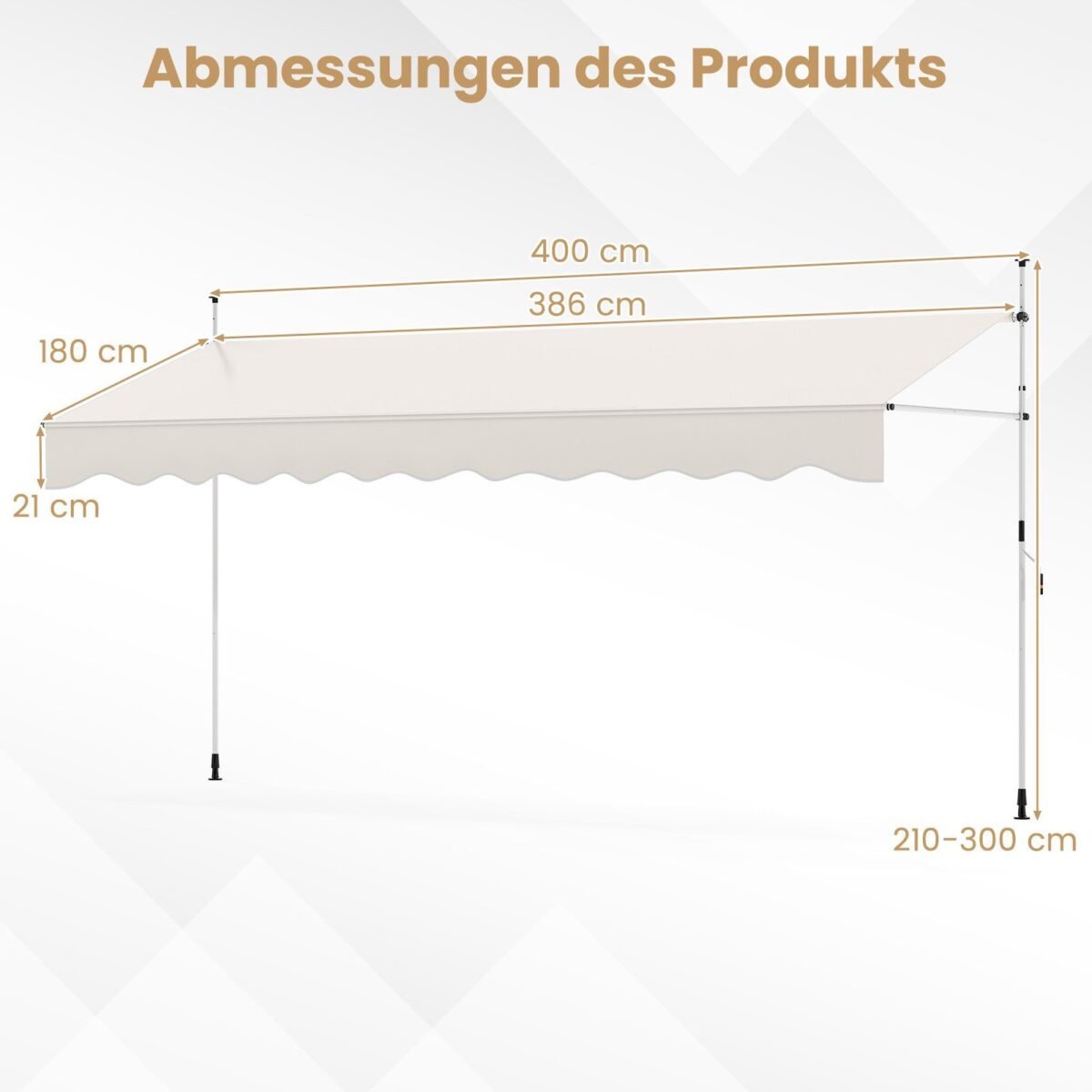 Reguliuojamo aukščio ir UV spinduliams atspari markizė balkonui (Balta)