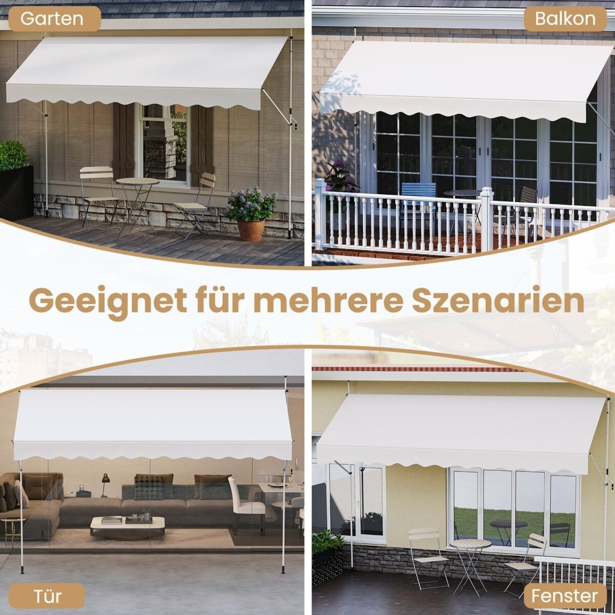 Reguliuojamo aukščio ir UV spinduliams atspari markizė balkonui (Balta)