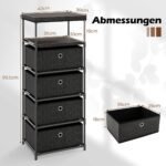 Komoda su keturiais stalčiais ir drožlių plokštės viršumi (Juoda)