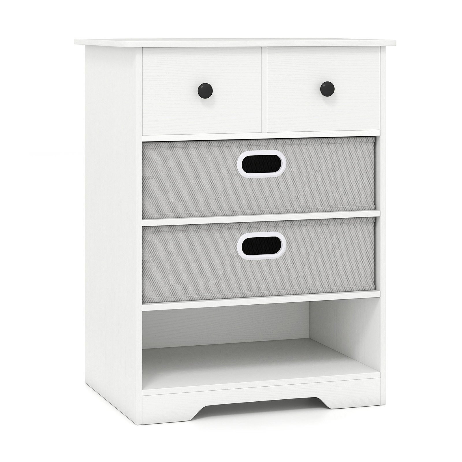 kommodemit4schubladenkommodenschrankmitoffenenregalennachttischaufbewahrungskommode58x42x75cmwei_image_1 Tvirtas komodos su 4 stalčiais ir atviru skyriumi baldų komplektas (Balta)