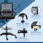 Aukšta biuro kėdė su reguliuojamu aukščiu, pakoju ir tinkline nugaros atrama