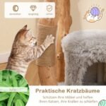 Medinė kačių draskyklė su poilsio ertme ir platformomis (Pilka)