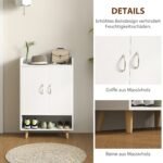 Prieškambario batų spintelė su uždarais skyriais ir atviromis lentynomis