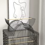 Mobilus paukščių narvas su dugno skyriumi ir ratukais