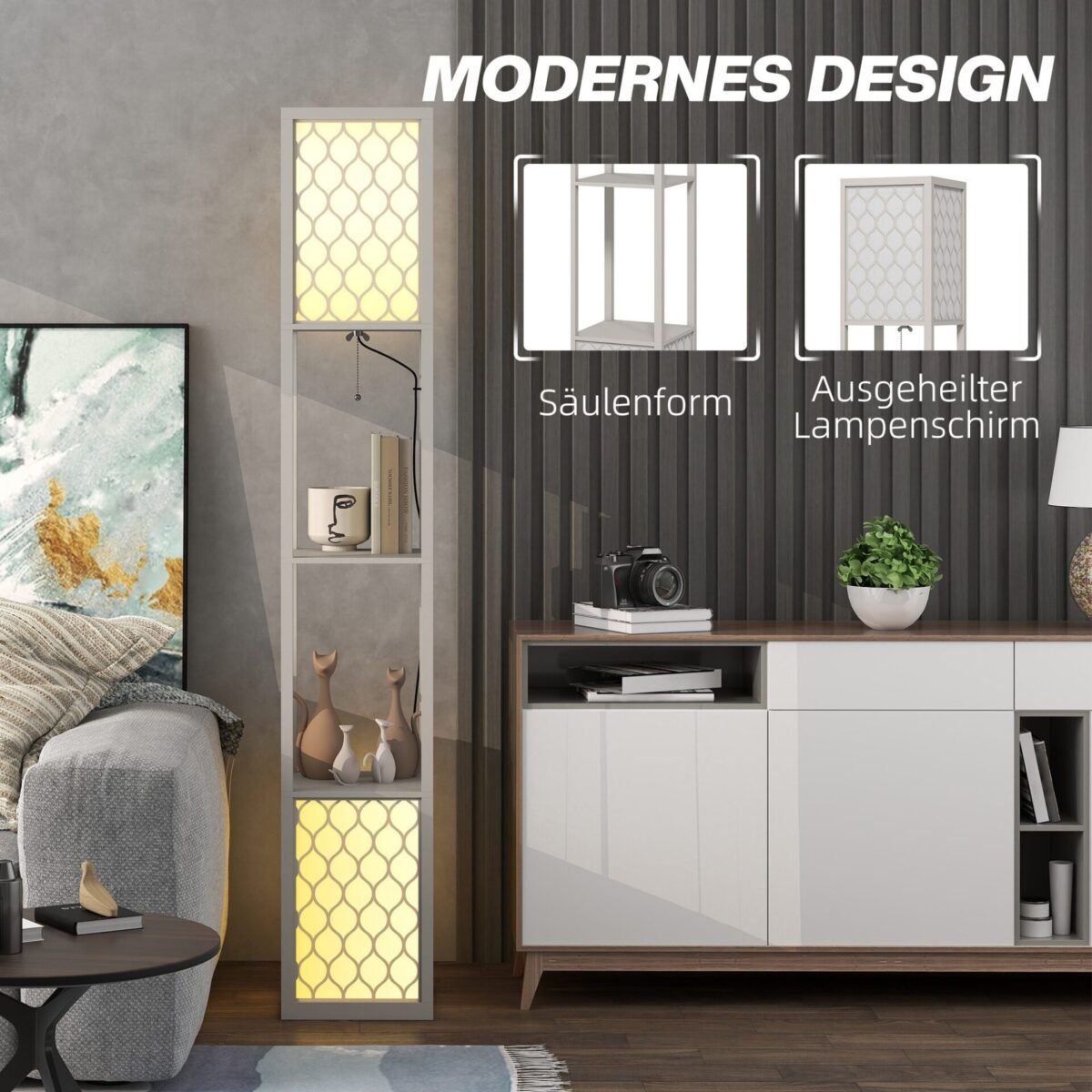 Toršeras su 2 lentynomis ir grandinėlės jungikliu