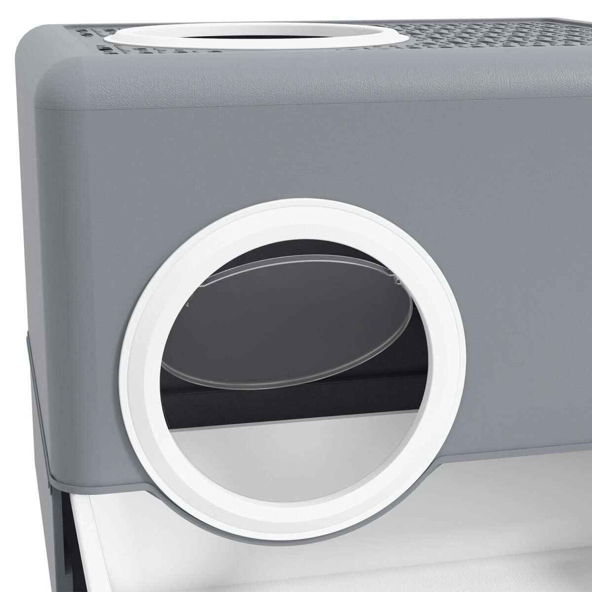 Kačių tualetas su ištraukiamu padėklu ir dvejomis angomis