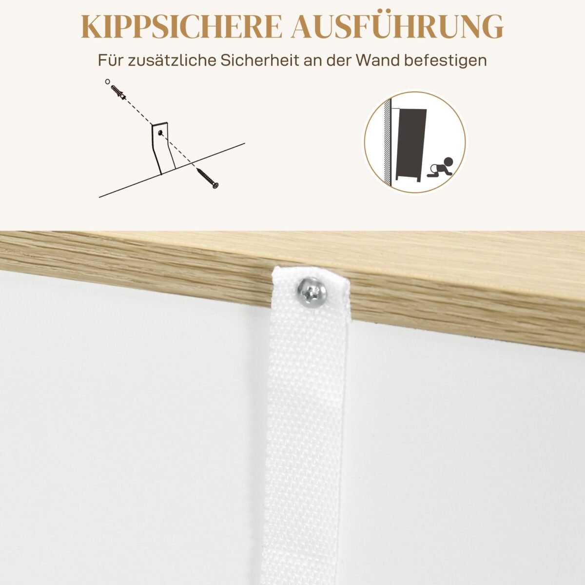 Komoda su stalčiumi, uždara spintele, 3 atvirais skyriais ir reguliuojamo aukščio lentyna