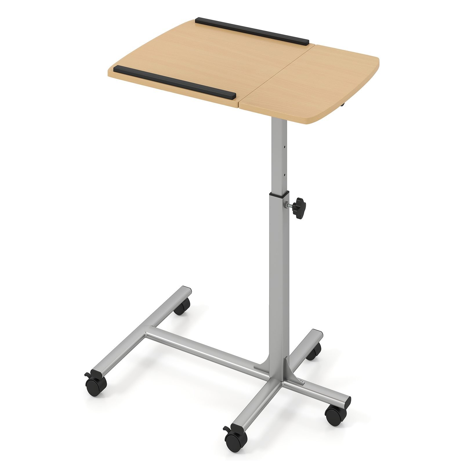 laptoptischmit5rollenbeistelltischnotebooktischhhewinkelverstellbarrollentischmitbremsen60407191cmnatur_1751611065729_image_6 Reguliuojamo aukščio ir kampo nešiojamojo kompiuterio staliukas ratukais (Natūrali)