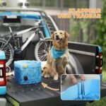 Sulankstomas šunų baseinas su fontano bei vandens pagalvėlės dizainu