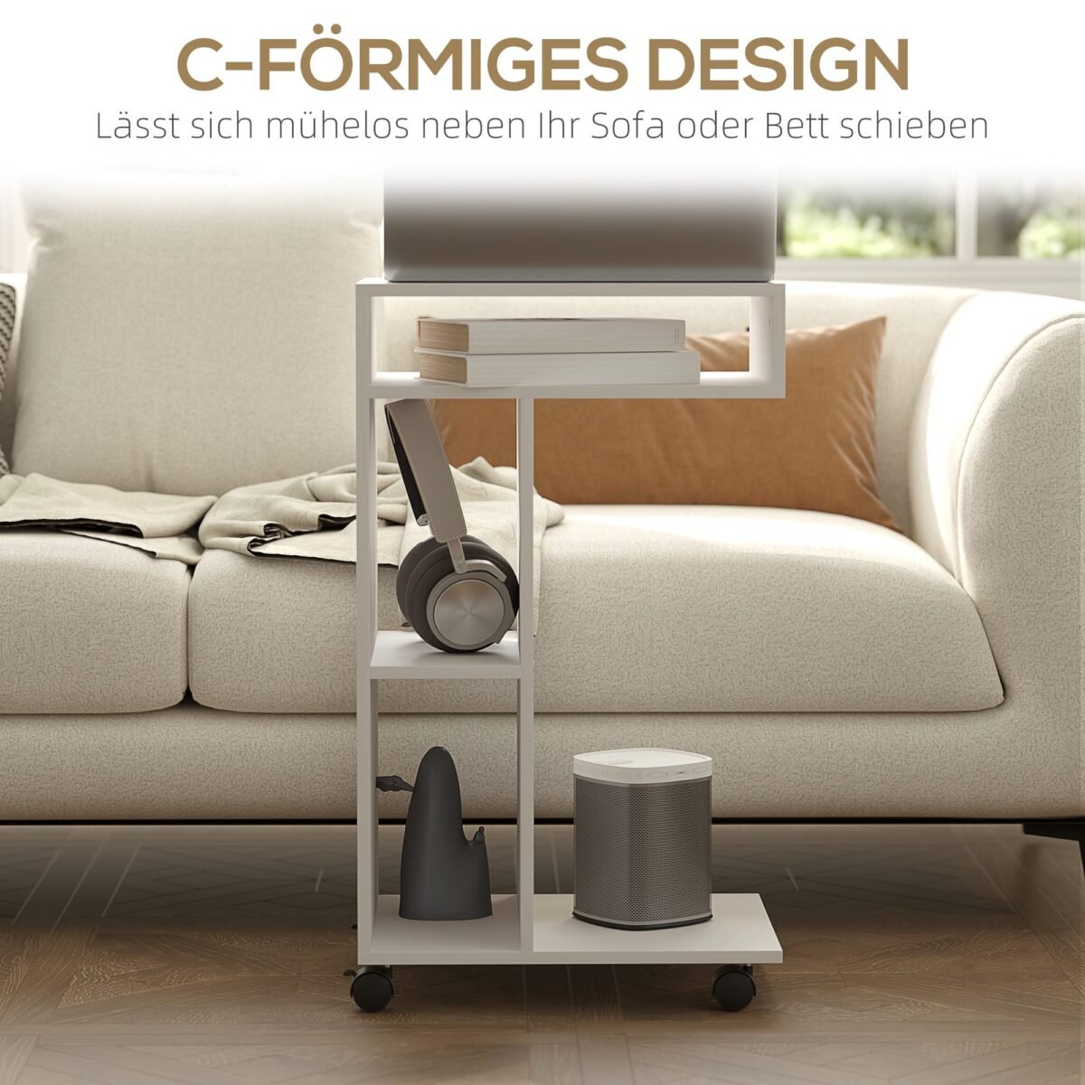 C formos šoninis staliukas su ratukais