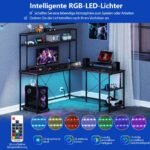 L formos kampinis rašomasis stalas su LED apšvietimu ir integruota įkrovimo stotele (Pilka)