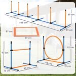 Reguliuojamo aukščio 7 dalių šunų vikrumo rinkinys su nešiojimo krepšiu