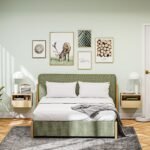 2 dalių sieninių naktinių staliukų rinkinys su stalčiumi ir atvira lentyna