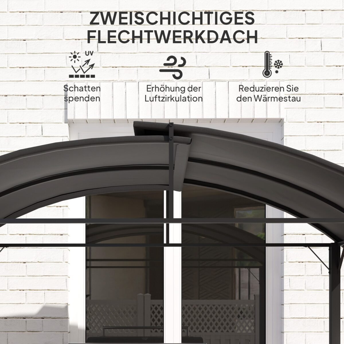 Grilio pavėsinė su šoninėmis lentynomis ir ventiliuojamu stogu