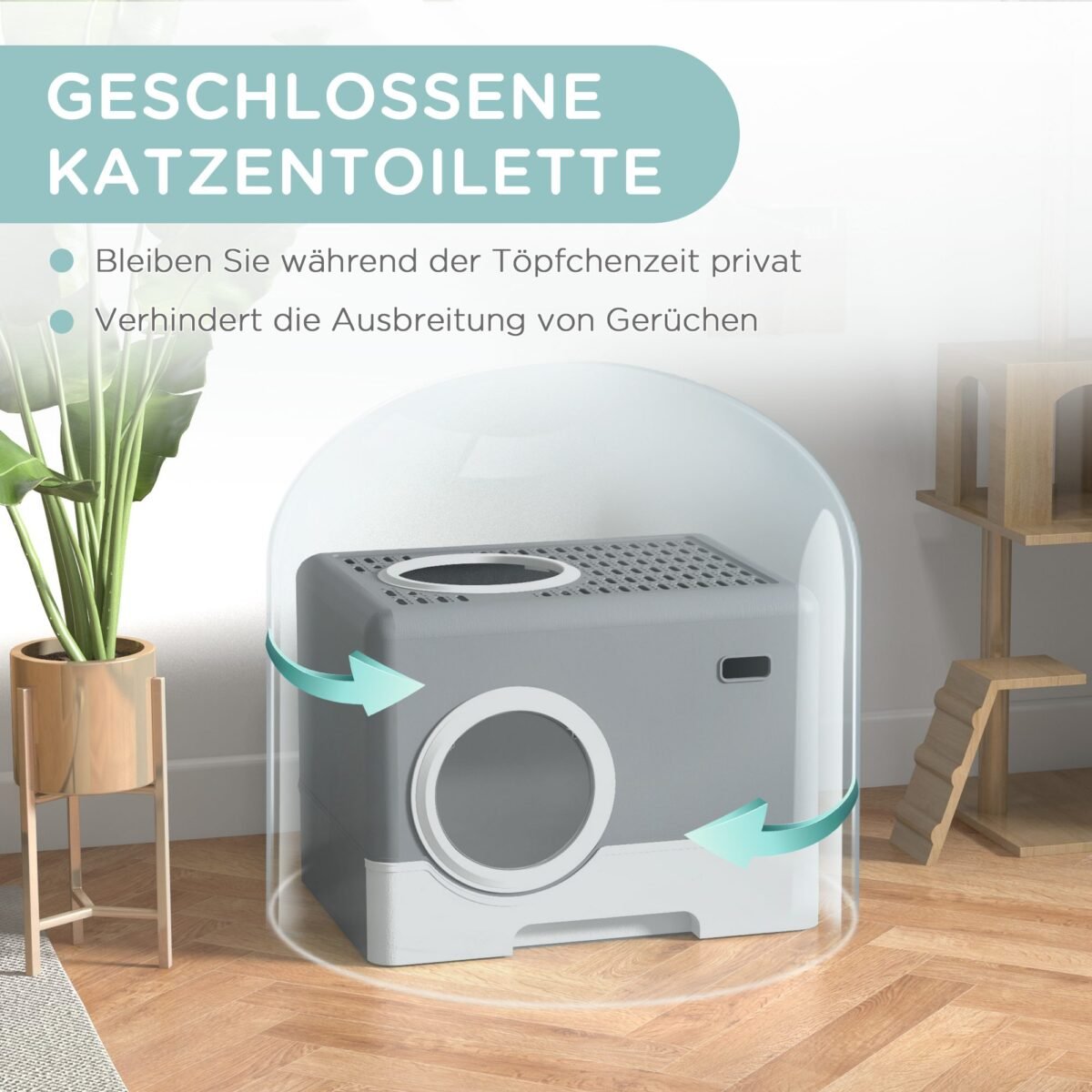 Kačių tualetas su ištraukiamu padėklu ir dvejomis angomis