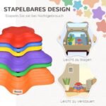 6 vaikiški balansavimo akmenys, neslystantys ir sudedami