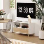 TV spintelė su stalčiais ir atviromis lentynomis