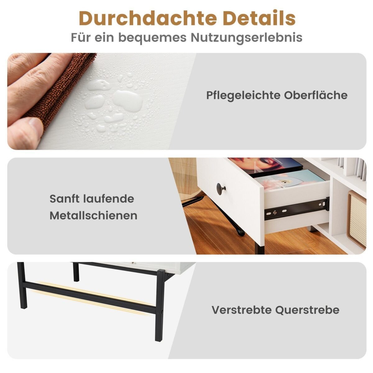 Pastatomas baldams su laikymo vieta vinilinėms plokštelėms (Balta)