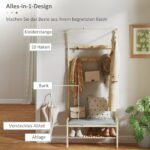 Bambuko prieškambario kabykla su batų suoliuku ir paslėpta daiktadėže