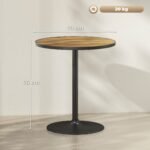 Kompaktiškas apvalus valgomojo stalas 2-4 asmenims su ąžuolo rašto stalviršiu