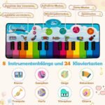Muzikinis vaikų klaviatūros kilimėlis su 8 instrumentais (Spalvotas)