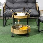 Apvalus servizinis vežimėlis su dviem lentynomis