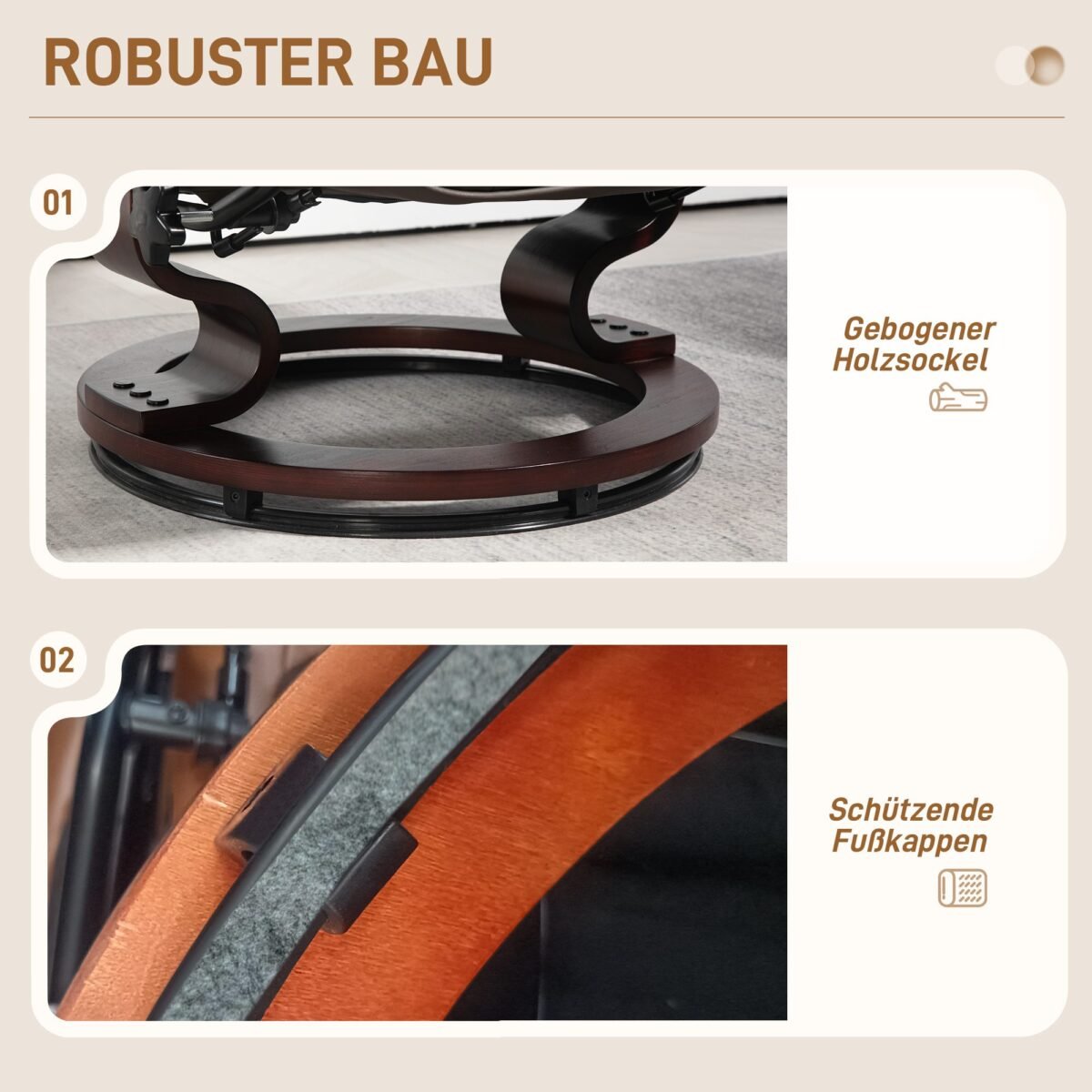 Pasukamas relaksacinis krėslas su pakoja ir supimo funkcija