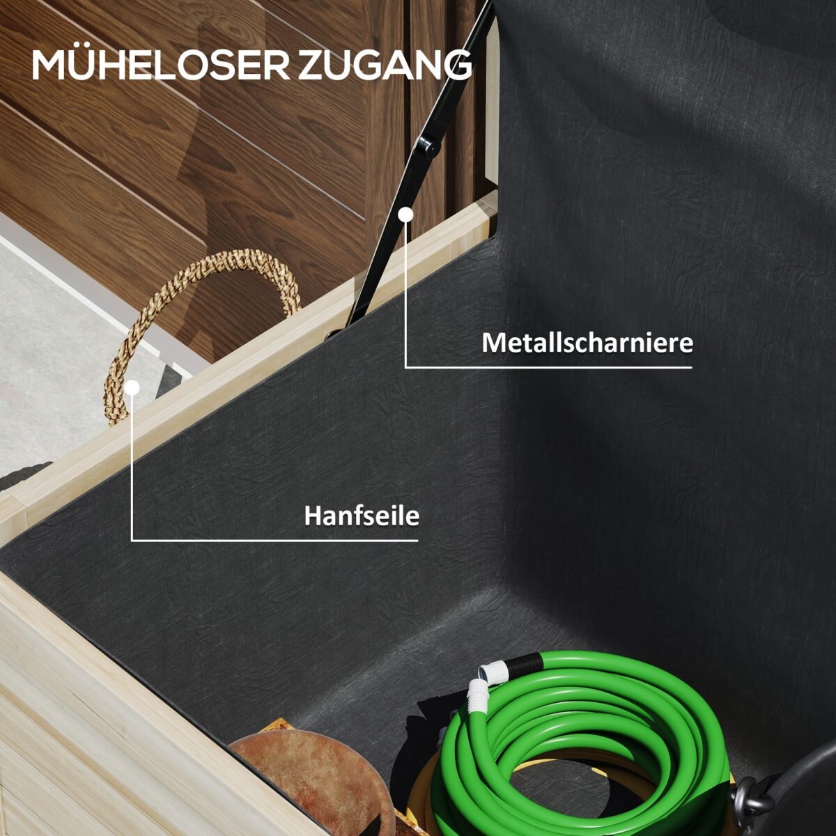 185 l lauko daiktadėžė su ratukais ir sėdėjimo funkcija