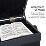 Reguliuojamo aukščio pianino suoliukas su paslėpta daiktadėže