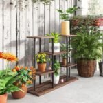 Keturpakopis augalų stovas vidaus ir lauko erdvėms