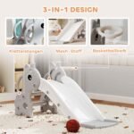 Žirafos formos vaikiška čiuožykla su krepšinio lanku ir kamuoliu