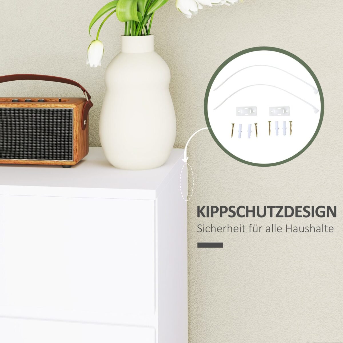 Komoda su 4 stalčiais, 55 x 33 x 80 cm