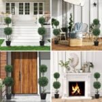 2 vnt. UV spinduliams atsparių dirbtinių buksmedžio topiarių su vazonais