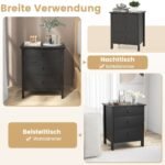 Naktinis staliukas su trimis stalčiais ir tvirta konstrukcija (Juoda)