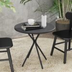 Apvalus plieninis lauko valgomojo stalas, atsparus oro sąlygoms, Ø60 cm