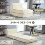 Sulankstoma grindų sofa-lova su kordo audiniu