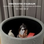 Daugiafunkcis pufas su daiktadėže ir apverčiamu dangčiu-padėklu