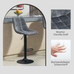 Reguliuojamo aukščio ir pasukamos baro kėdės su atlošais 2 vnt. rinkinys