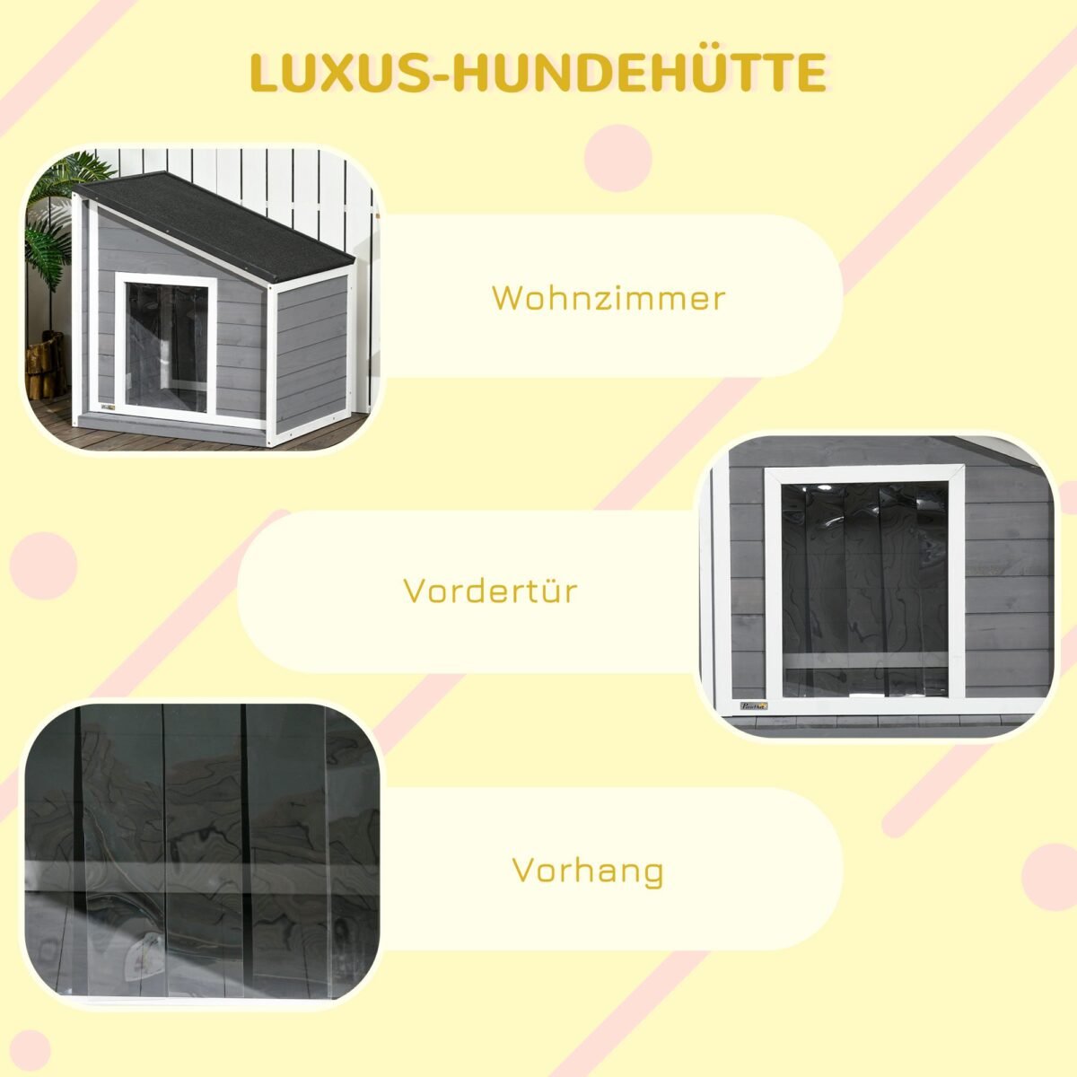 Šuns būda iš medžio masyvo atspari oro sąlygoms