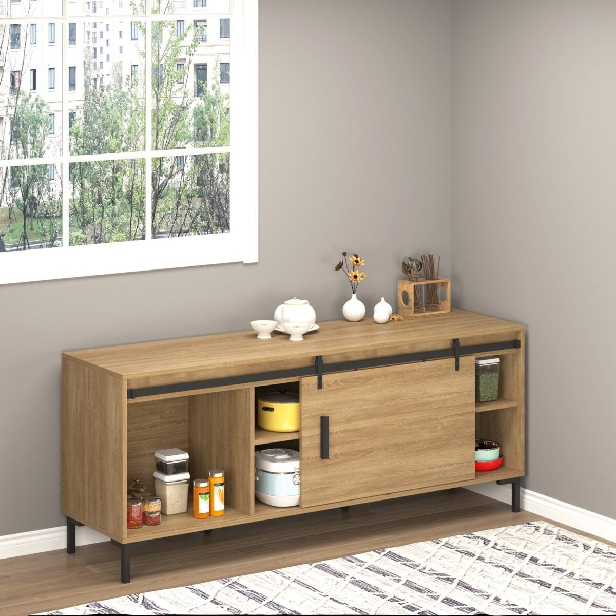 200 cm stumdomų durų furnitūros komplektas vienoms medinėms durims