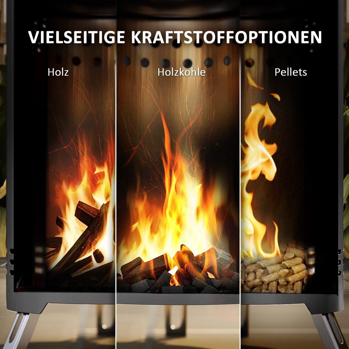 Nerūdijančio plieno berūkė lauko ugniavietė su antrinio degimo sistema