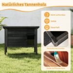 Izoliuotas lauko kačių namelis su atidaromu stogu (Juoda)