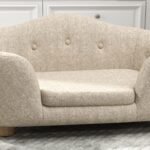 Pakelta gyvūnų sofa su medžio masyvo rėmu