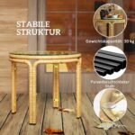 Apvalus poliratano lauko staliukas su stikliniu stalviršiu