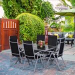 Aliuminio lauko baldų komplektas 6 vietų su reguliuojamais atlošais