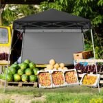 Greitai surenkamas pavėsinis su šonine sienute 2x2 m (Juoda)